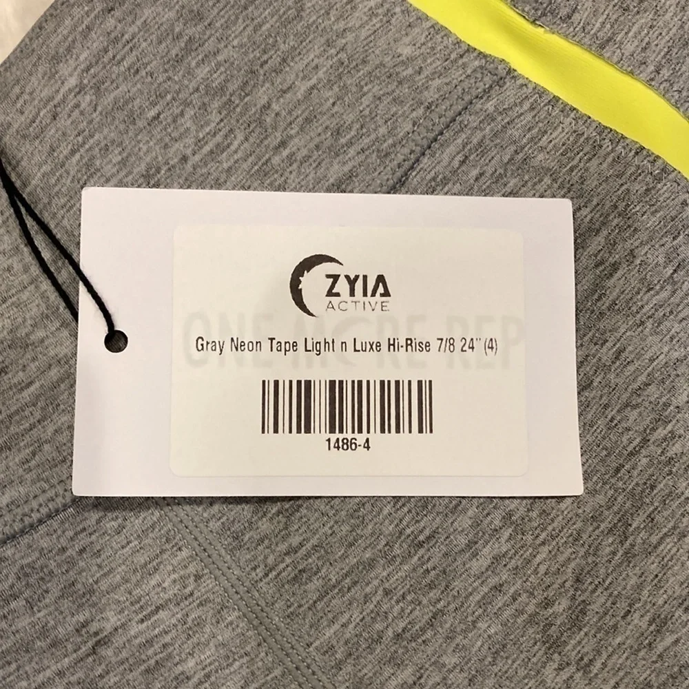 NWT Zyia Gray Neon Tape Light n Luxe Hi-Rise ~ Size 4